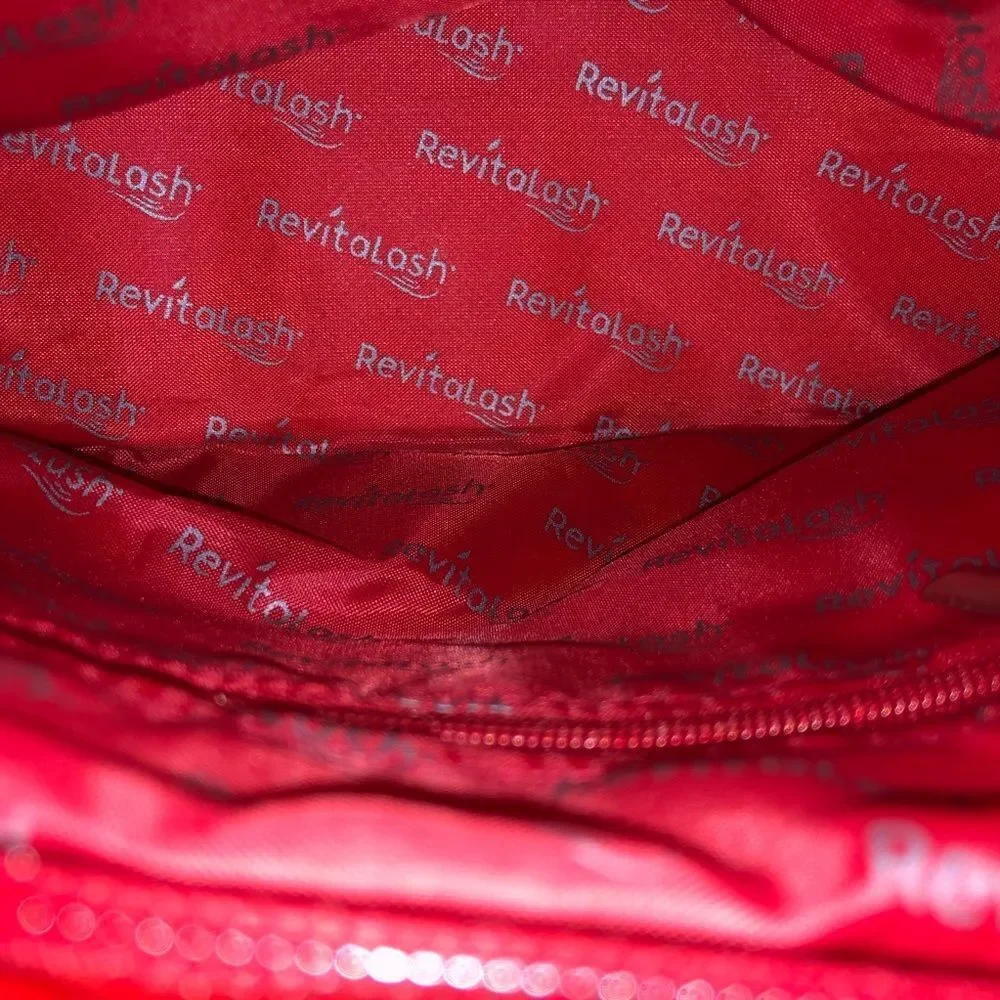 Red Scallop Textured Zippered Cosmetic Makeup Organizer Bag RevitaLash